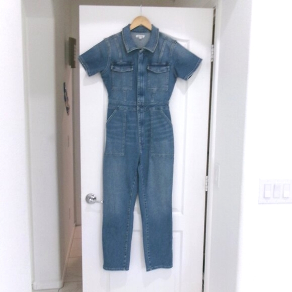 Good American Pants - Good American Fit for Success Denim Jean Jumpsuit Front Zipper S / 3 Stretch